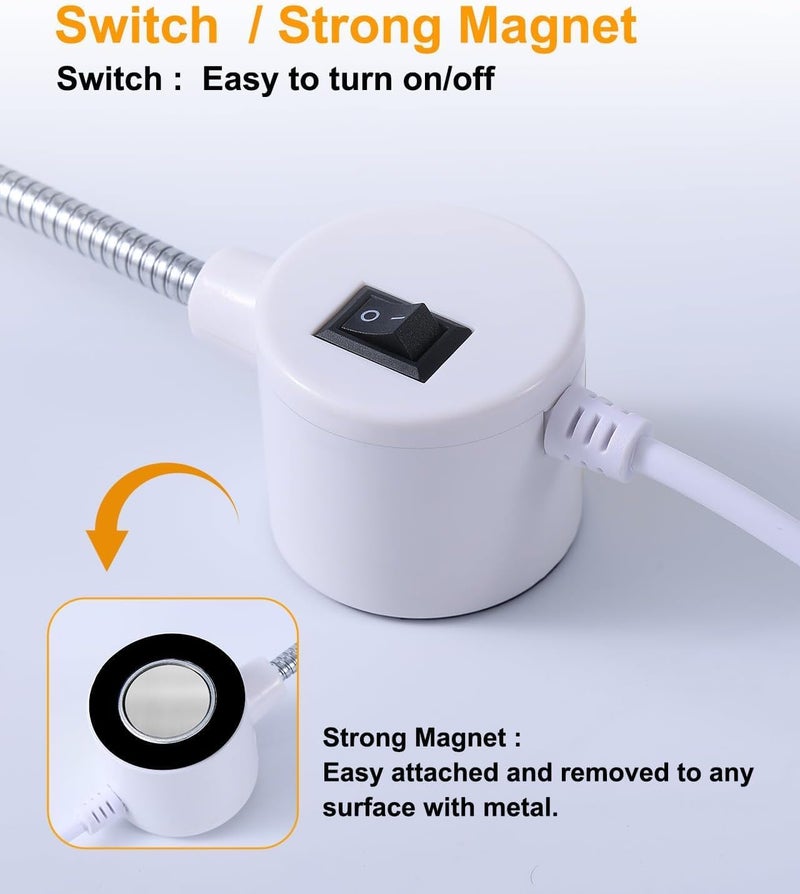 Weftnom Sewing Machine Light with Rotation and Dimmable, Portable Work Light with Flexible Gooseneck and Magnetic Mount Base for Janome, Singer, Brother, Drill Presses, Desks, Craft Projects, and Workbenches - Image 4